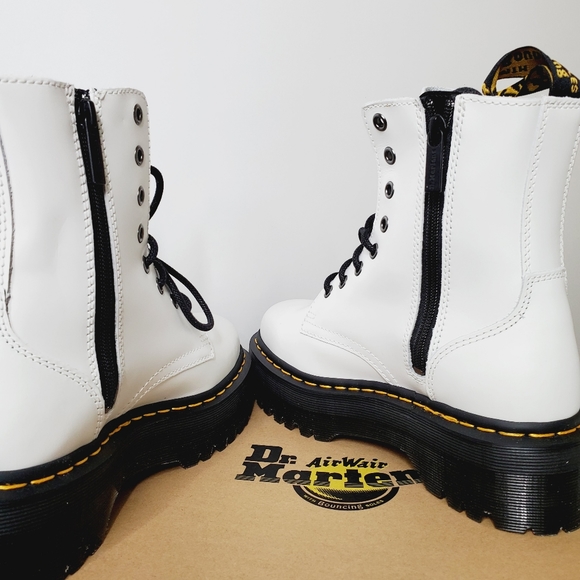 NWT DR MARTENS Jadon White Leather 8-Eye Platform Boots Shoes Size 8 - Picture 5 of 10